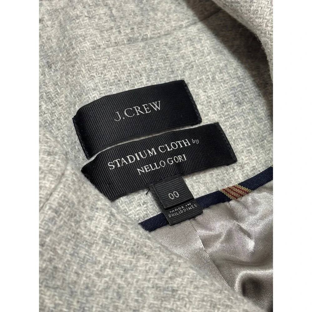 J Crew Stadium Cloth Peacoat Double Breasted Gold Buttons Grey Women 00‎ - Picture 10 of 12